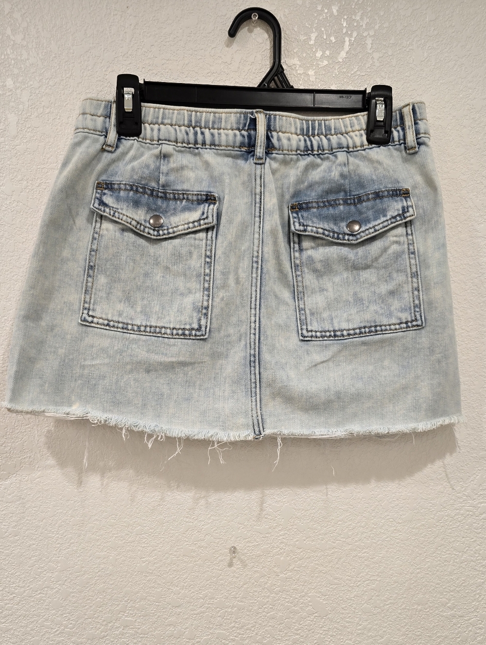 Aerie Denim Cargo Micro Mini Skirt M Blue Distressed - Picture 5 of 11